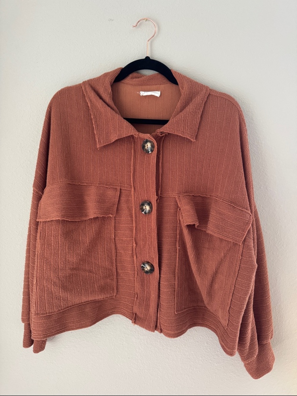 BUCKETLIST Rust Knit Button-Front Jacket